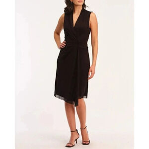 Elie Tahari Dress Womens Medium Black V Neck Sleeveless Midi Lightweight Knit